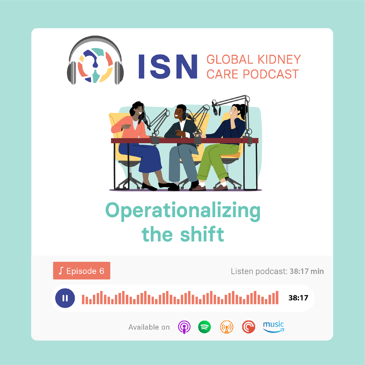ISNkidneycare's tweet photo. 🎙️ Check out the latest Global Kidney Care Podcast!   

In this episode, experts discuss innovative approaches to kidney trial design, evolving endpoints, and the importance of stakeholder engagement across the research process. Drawing on insights from the ISN Consensus Meeting on Changing Paradigms of Studies in CKD (Vancouver, 2024), the conversation explores how pragmatic and implementation-focused trials can better inform clinical practice worldwide.

🎧 Listen now: https://t.co/QuttyuhO1N #ClinicalTrials #Nephrology
