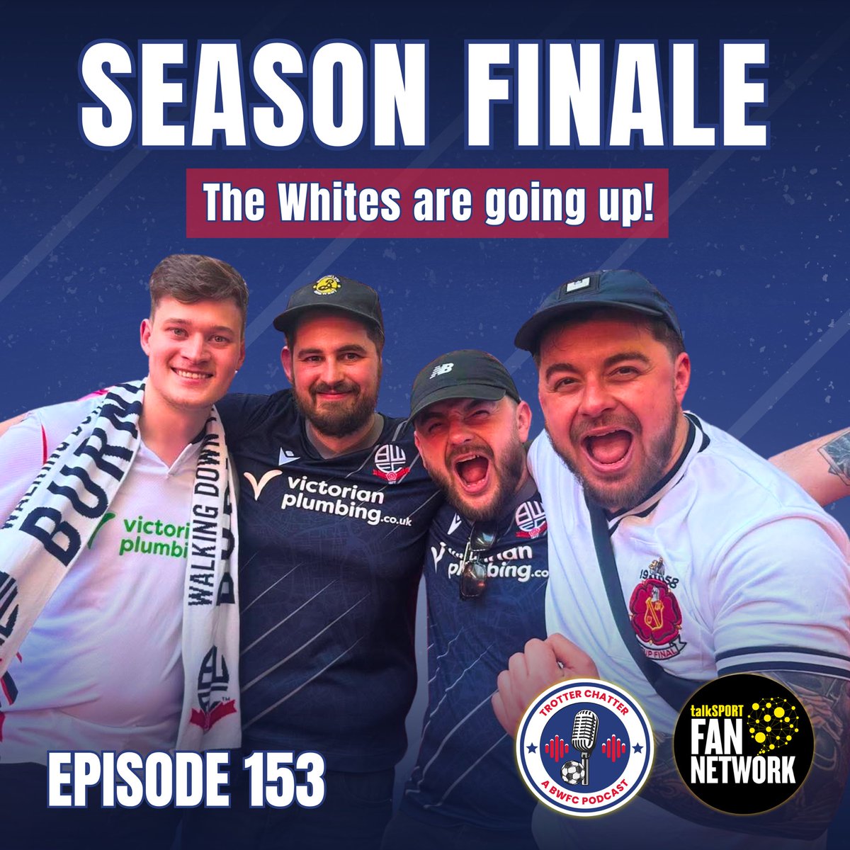 TrotterChatPod's tweet photo. 🚨 OUT NOW 🚨

Episode 153 - The Promotion Special 🏆

BOLTON ARE BACK IN THE CHAMPIONSHIP ⚪🐘🏰

🎟️ Wembley reaction
⚽ Bolton 4-1 Stockport
🧠 Schumacher praise
🎉 Promotion celebrations
📊 Who stays &amp; who goes?

Season 4 ends as a Championship podcast 💙

#BWFC https://t.co/dd39azrWfH