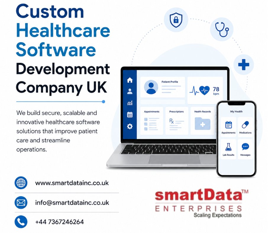 smartDataIncUK's tweet photo. Transform healthcare with intelligent digital solutions.
At #smartDataUK, we build secure, scalable, and NHS/GDPR-compliant #healthcare #software tailored for modern care delivery.
Partner with a trusted #CustomHealthcareSoftwareDevelopmentCompany in #UK to accelerate innovation. https://t.co/mnTk6I7ugA