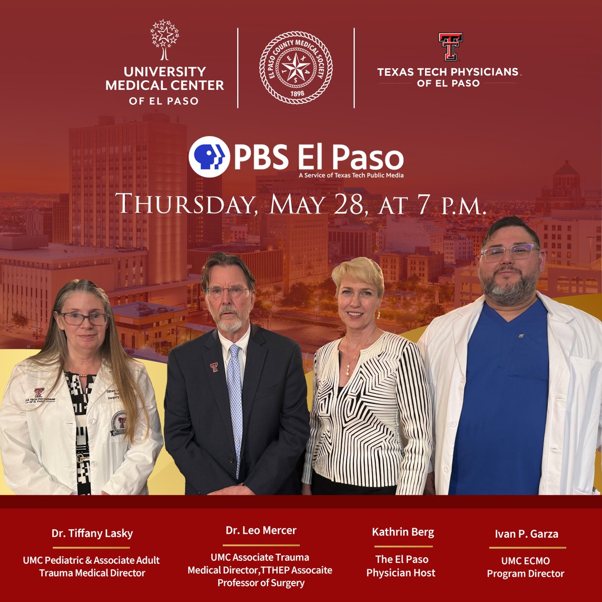 umcelpaso's tweet photo. Tune in at 7 p.m. on Thursday, May 28, as UMC’s Extracorporeal Membrane Oxygenation (ECMO) team shares how UMC became the first hospital in the region to offer this advanced life‑support technology.

@TTPElPaso 

#UMCElPaso #ECMO #PBS https://t.co/IRVbw9nqaR