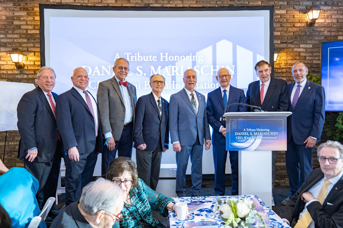 BnaiBrith's tweet photo. B’nai B’rith has proudly launched the Daniel S. Mariaschin Institute for Leadership and Public Policy, named in honor of our retiring CEO, whose decades of leadership have shaped our global voice on human rights, diplomacy and Jewish communal advocacy.

During a gala tribute in his honor, Mariaschin reflected: “I am particularly grateful to B’nai B’rith, its officers, board members, colleagues and friends, for the special tribute on the occasion of my retirement. It has given Michal and me an opportunity to say a heartfelt ‘thank you’ in person, for the privilege of working at B’nai B’rith for 38 years and leading it for 27.”

He added: “Thank you for giving a guy from a tiny Jewish community in New Hampshire the tremendous opportunity to serve…the Jewish people writ large.”

Read more: https://t.co/N8Gu6dQgIn