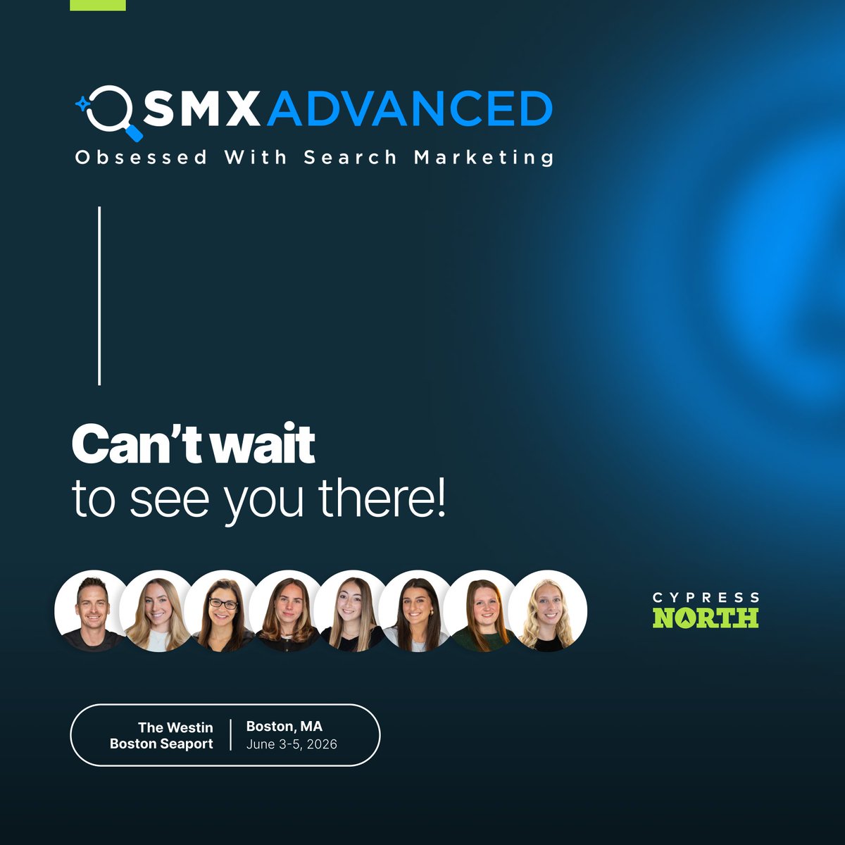 CypressNorth's tweet photo. We’re so excited to send part of our team to @seland's #SMXAdvanced next week and to have Greg Finn and Maggie Humphrey lead panels there.
SMX Advanced is running from June 3 - June 5 and provides opportunities to learn from marketing experts.
Join us: https://t.co/Cf1ZyAvpfH https://t.co/9Zyyt78EBr