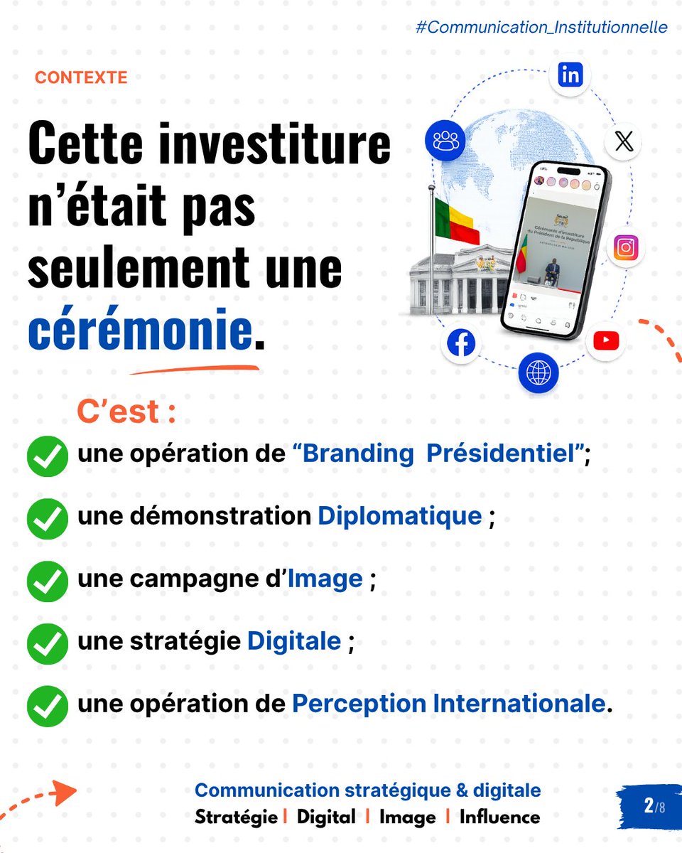seynim6's tweet photo. 1/9 Le #Bénin 🇧🇯 vient probablement de produire l’une des démonstrations de communication institutionnelle qu’on ait vues récemment en Afrique francophone.
 
J’ai analysé la stratégie mise en place autour de cette investiture.

@StevyWallace @Olsen_Prince @BeninBouge  

suite👇 https://t.co/FKRenn3EKR