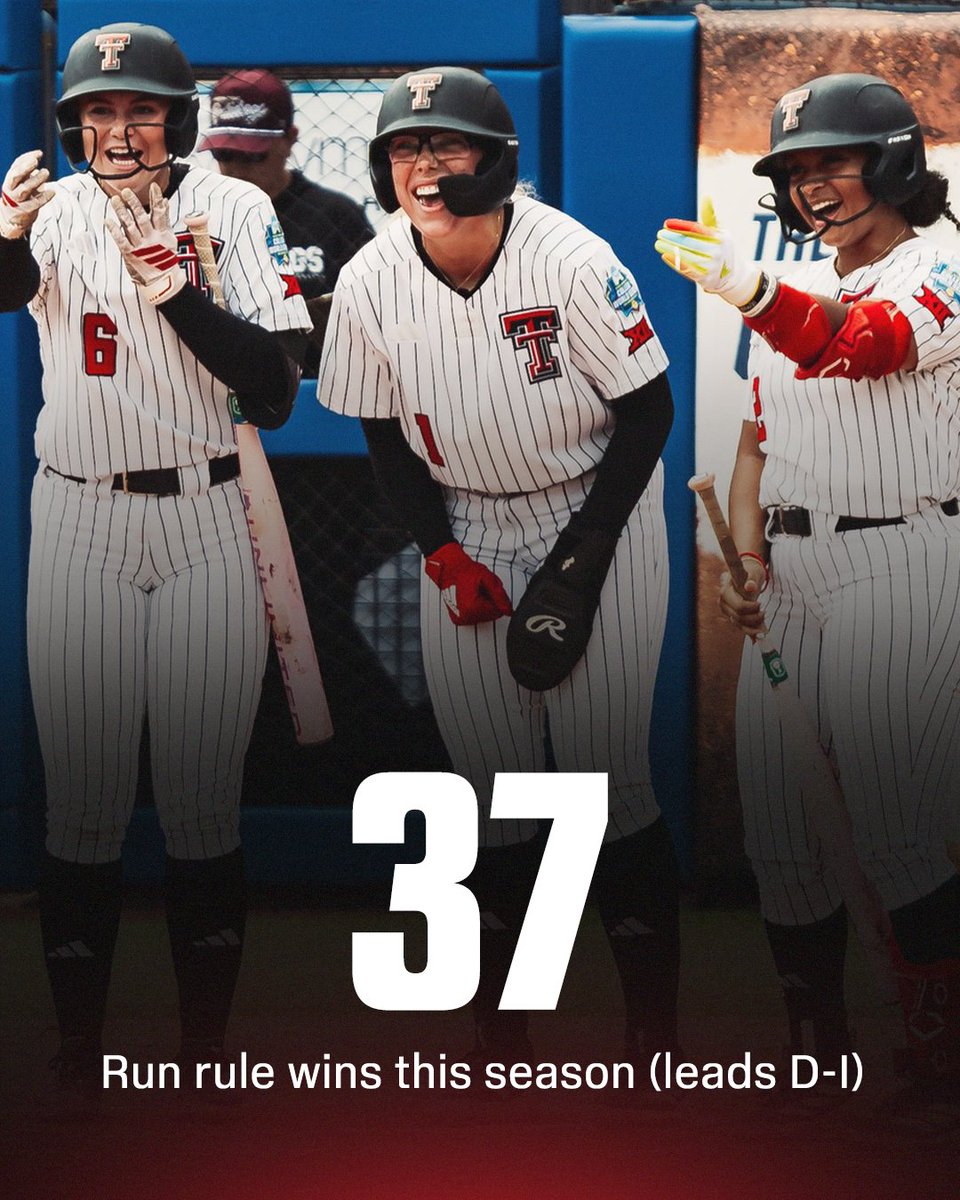ESPNInsights's tweet photo. Texas Tech picked up its first-ever WCWS run-rule win with its 8-0 victory over Mississippi State 👏 https://t.co/jkMlvlLeSG