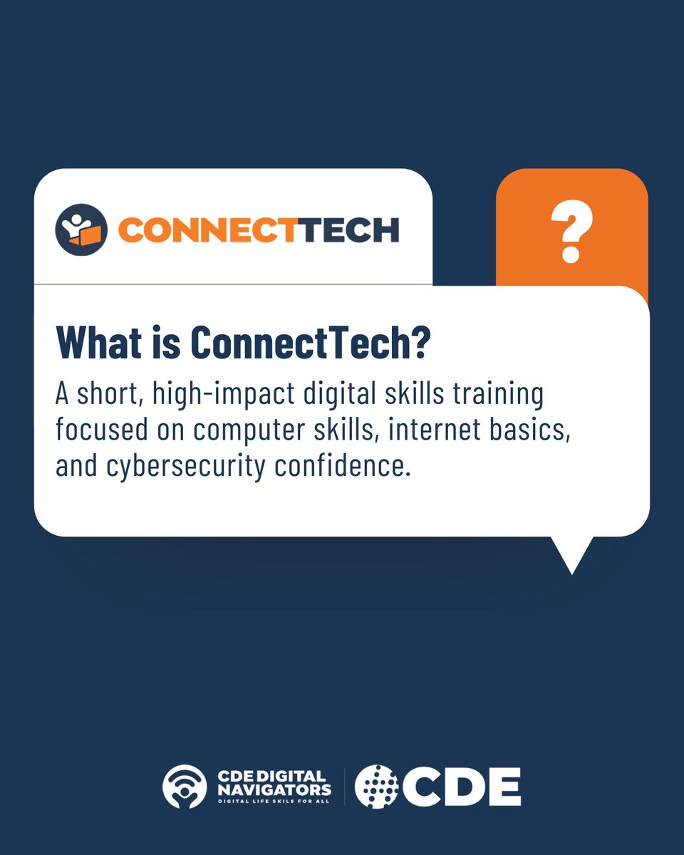 CDEConnects's tweet photo. ConnectTech is a practical training program designed to help individuals confidently navigate the digital world.

Applications open now open through June 12. 

Visit the link to learn more and explore bringing ConnectTech to your organization: https://t.co/vkCIwumAqG https://t.co/fDaVRHm3yC