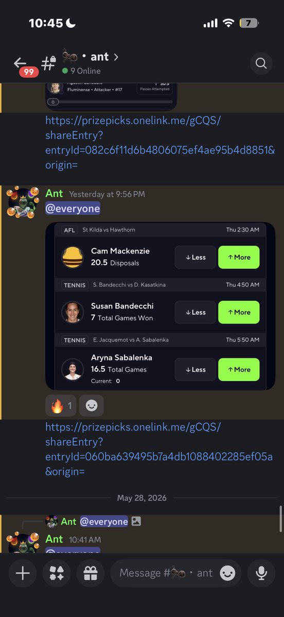 PicksAnts's tweet photo. Wake and  CASHED ✅🔥
Daily slips. 

Join the Discord before the next nuke drops 🚀💸

#PrizePicks #SportsBetting #BettingTwitter #SportsPicks #PlayerProps #WinningBets #SportsGambling #LocksOfTheDay #BettingCommunity #AFL #TennisBetting #PrizePicksPicks https://t.co/t4jUSpWVjd