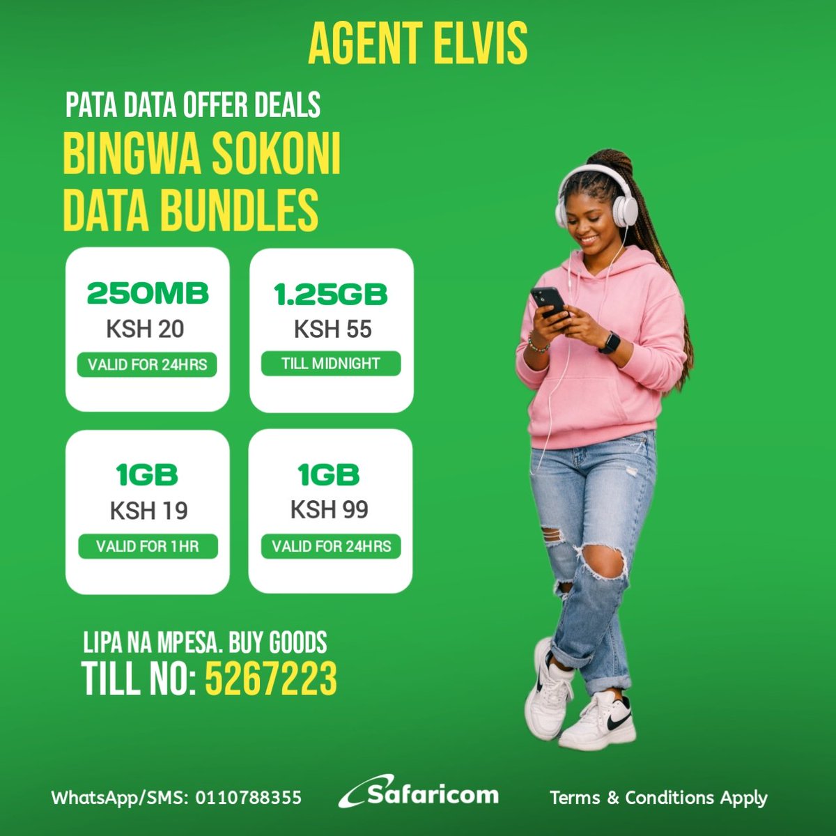 ElvisYegon_'s tweet photo. Need affordable data right now? We got you covered.

🔥 1GB – only KSH 19 (valid 1hr) | 1.25GB – KSH 55 (until midnight) | 250MB – KSH 20 (24hrs)| 1GB – KSH 99 (24hrs)

Lipa na M-PESA – Buy Goods Till No: 5267223

#BingwaSokoni #AffordableInternet  #internetbundles https://t.co/Ms6rDv3vOl