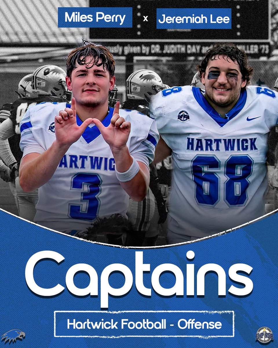 HartwickFball's tweet photo. Leadership isn’t given it’s earned.
Proud to announce our team captains for the upcoming season. 🔵⚪️🦅🏈 https://t.co/XsFscuNxb4