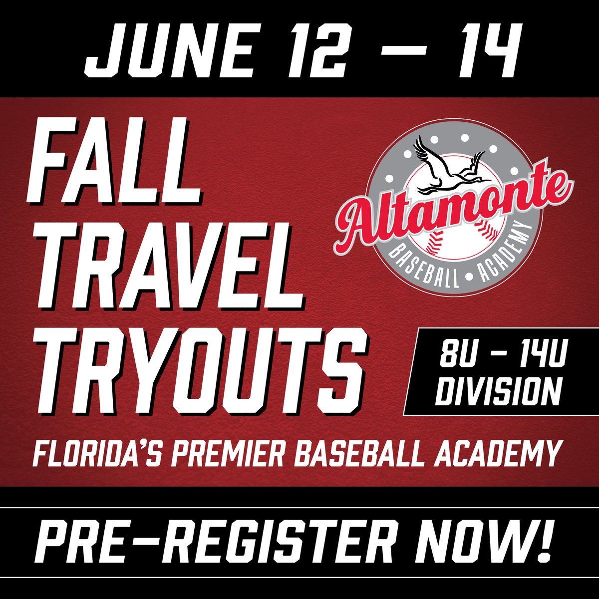 AltamonteABA's tweet photo. If you’re serious about baseball, this is where it starts. ⚾🔥Better fields. Bigger opportunity. A higher standard through the #ABA — and the future home of the 2027 Cal Ripken 10U World Series.

Fall Travel Team tryouts for 8U–14U divisions are June 12 – 14 at #EastmontePark. Pre-register now! https://t.co/mpbNzLnNgr  #AltamonteABA #2027WorldSeries