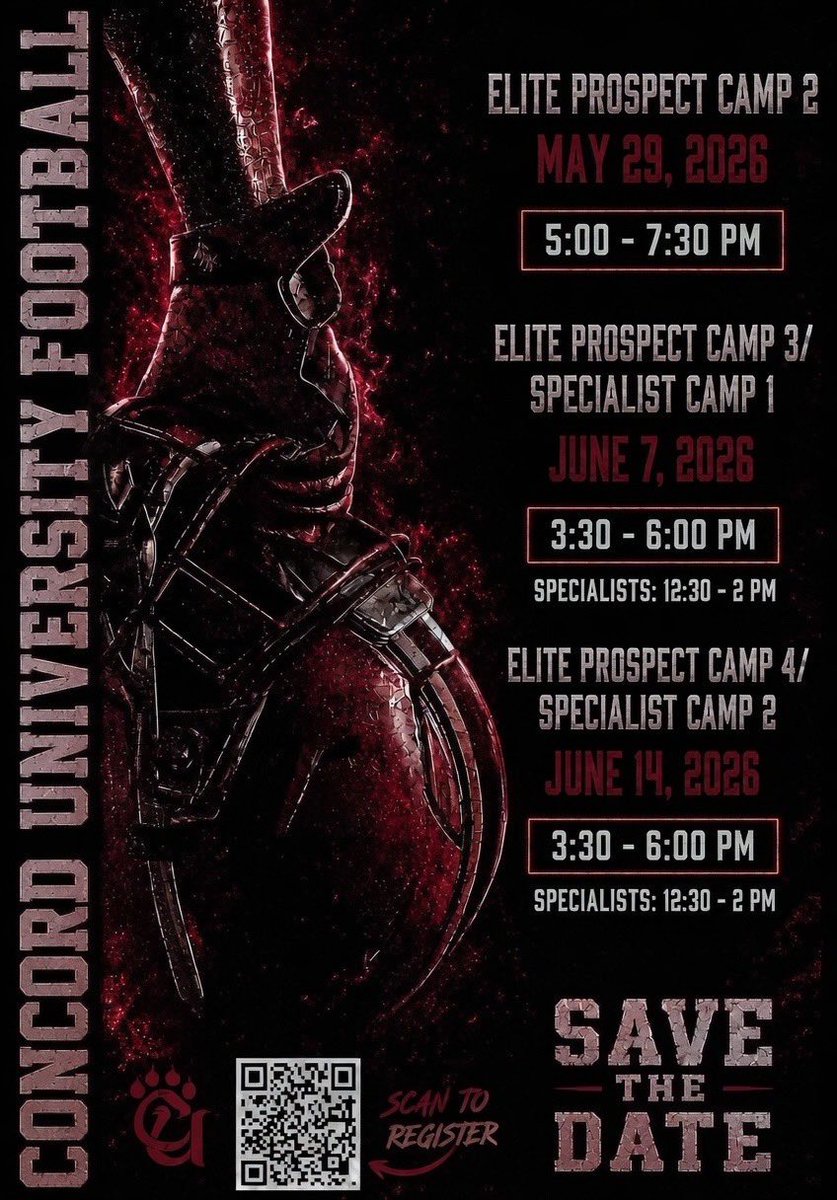 ConcordFootball's tweet photo. ⚠️FRIDAY NIGHT LIGHTS!!!!⚠️

Very exited for all those who are signed up for tomorrow’s night Elite Prospect Camp to showcase their talents up here in the mountains! There is still time to register and head #DATway to Athens, WV #ALLIN 
⛰️🦁🏈

Register: https://t.co/EfhvB9KQf3 https://t.co/ROBYZ9Fyg0