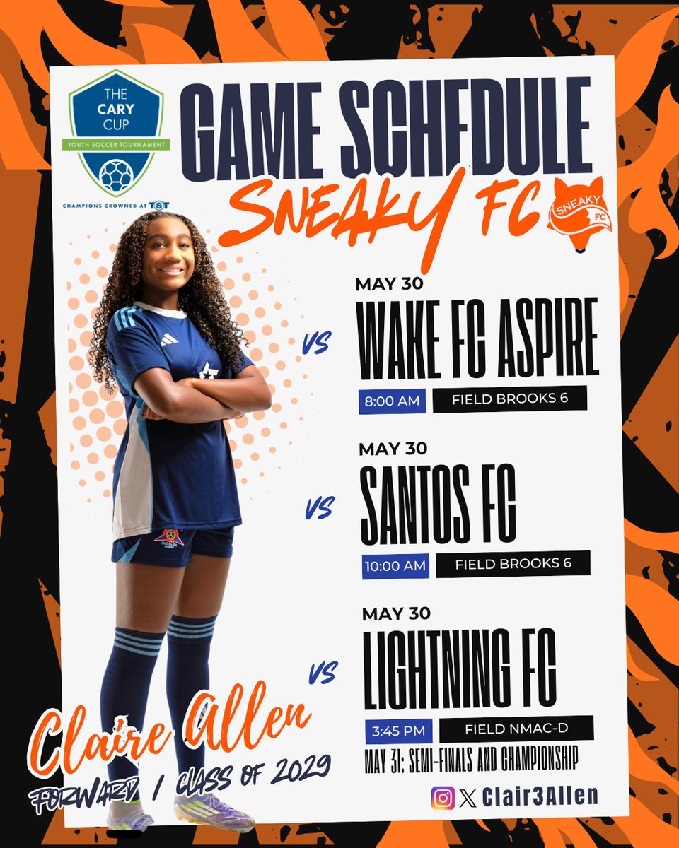 Clair3allen's tweet photo. In Cary, NC and excited to participate in this weekend's soccer tournament. What a great opportunity. #blessed #sneakyfc #thecarycup #carync #caryfun @TopDrawerSoccer @ImYouthSoccer @TheSoccerWire @TST7v7 https://t.co/dyg6TfYVVG