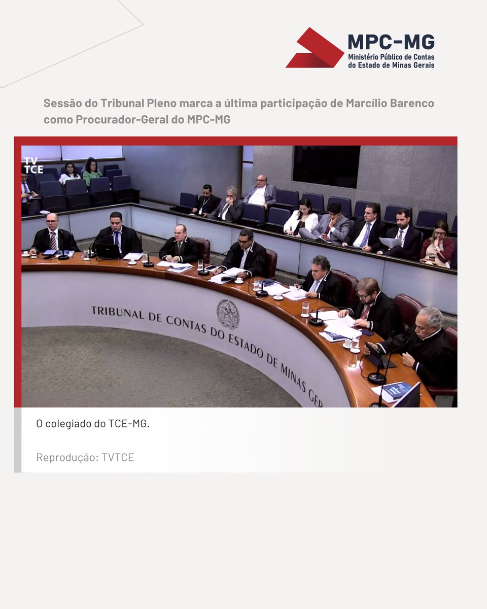 MPC_MG's tweet photo. A última sessão plenária de Marcílio Barenco como Procurador-Geral do Ministério Público de Contas do Estado de Minas Gerais, que aconteceu nesta quarta, foi marcada por homenagens e manifestações de reconhecimento de Conselheiros do Tribunal de Contas do Estado de Minas Gerais. https://t.co/UBlA8MhNuS