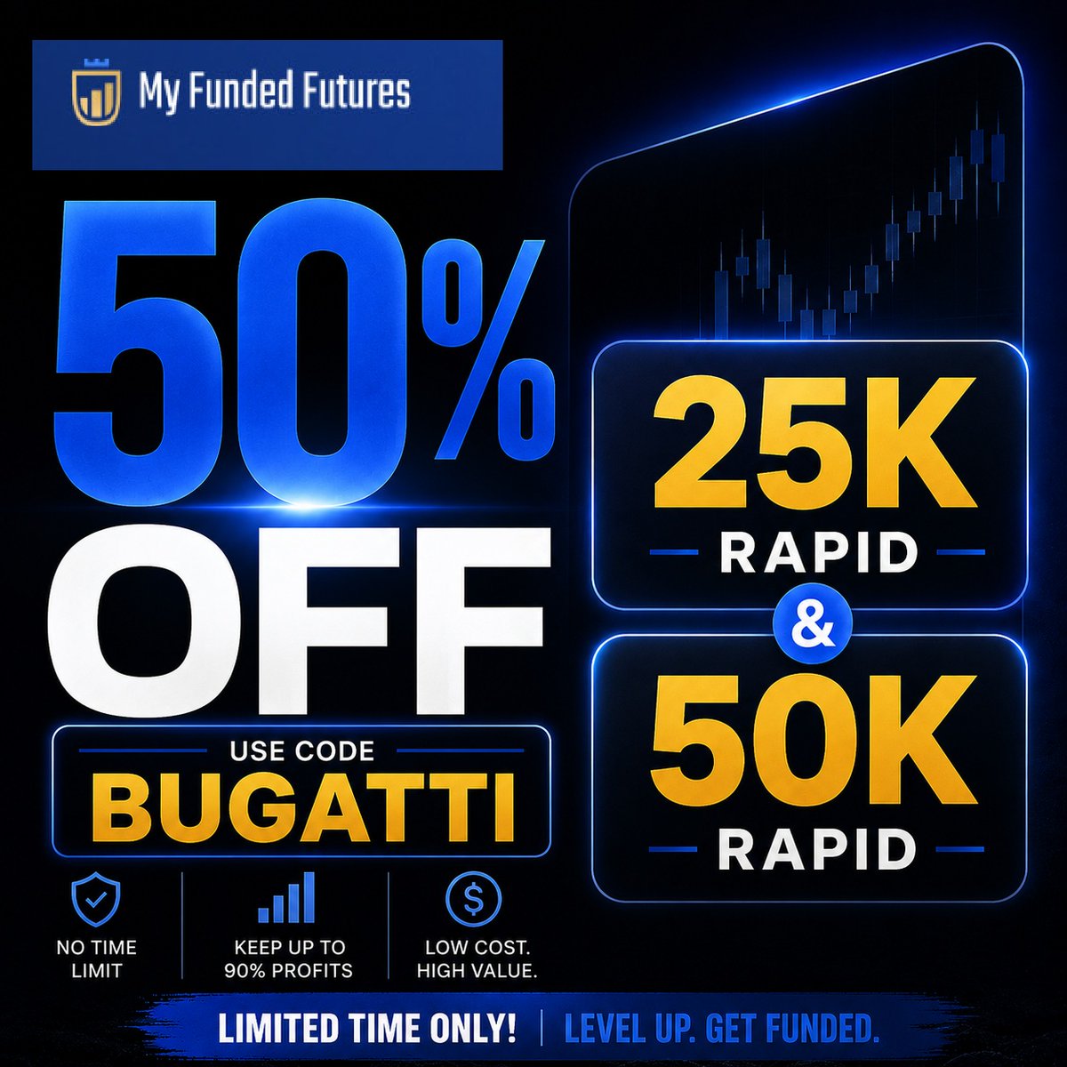 UncleBugatti's tweet photo. 📷  FLASH SALE ALERT!  📷 
📷 50% off  Rapid 25K &amp; 50K plans
 📷 Valid until 7PM EST Today @MyFundedFutures 

Discount applied to first month only
Valid for all first time and current customers

Use Code BUGATTI
https://t.co/Or0rAJKQSQ https://t.co/X3xL3L4ynt