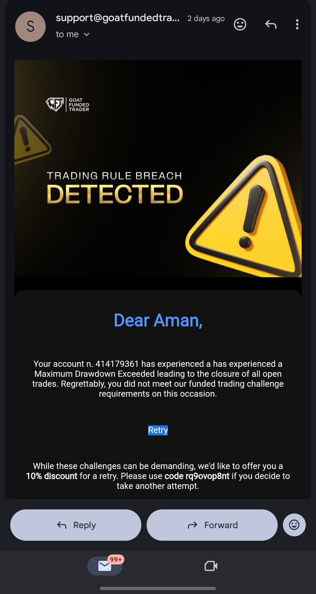 Dominator_45's tweet photo. Sorry guys, I am very happy 2 months ago  because I get my first account of GFT 
But after struggling of 2 months I breach and failed my 10 k account 

But I fought 2 months , I tried &amp; tried very hard for passing the account But I failed.

But I learn too much because of GFT https://t.co/VgM63qIlxU