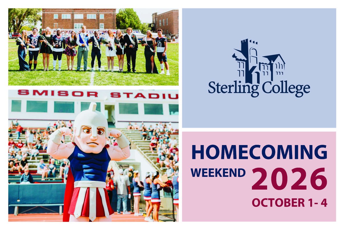 SterlingCLife's tweet photo. 🎉 Save the Date! Sterling College Homecoming 2026 is officially on the calendar!

Join us October 1-4, 2026 for a weekend full of Warrior traditions!

🔗 https://t.co/qQrUQrB6Dj

#HomecomingAtSterling #SterlingHomecoming2026 #ComeHomeToSterling #SterlingProud #SwordsUp https://t.co/kFAdIVk5r5