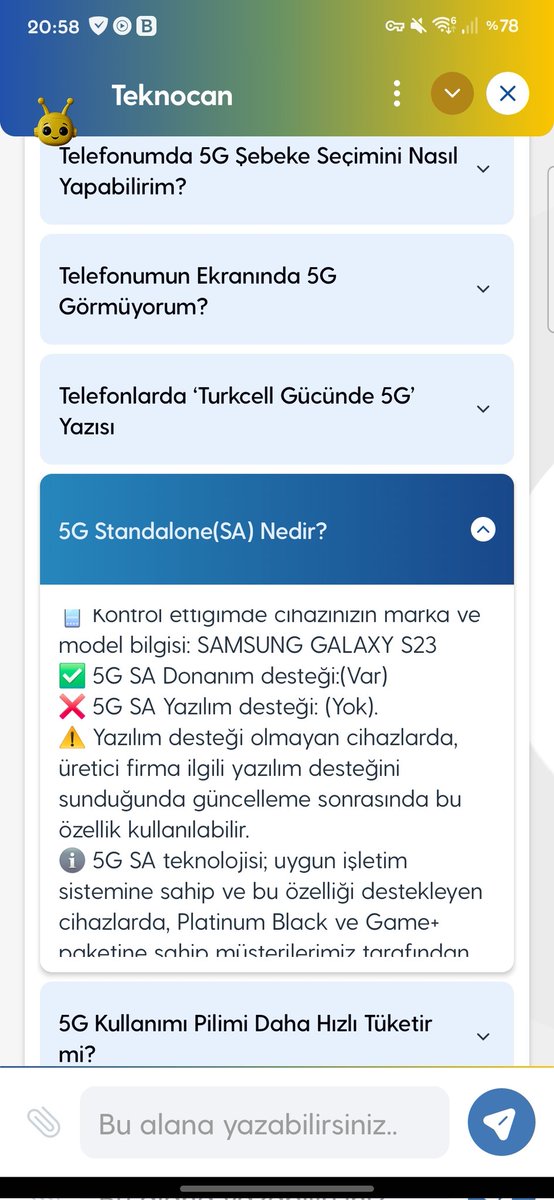 uagsrod's tweet photo. @SamsungTurkiye @SamsungDestekTR @TurkcellHizmet @Turkcell @AliTahaKoc  5G SA yazılım desteği sunmayı ne zaman düşünüyorsunuz ? https://t.co/sPlaWmO65g
