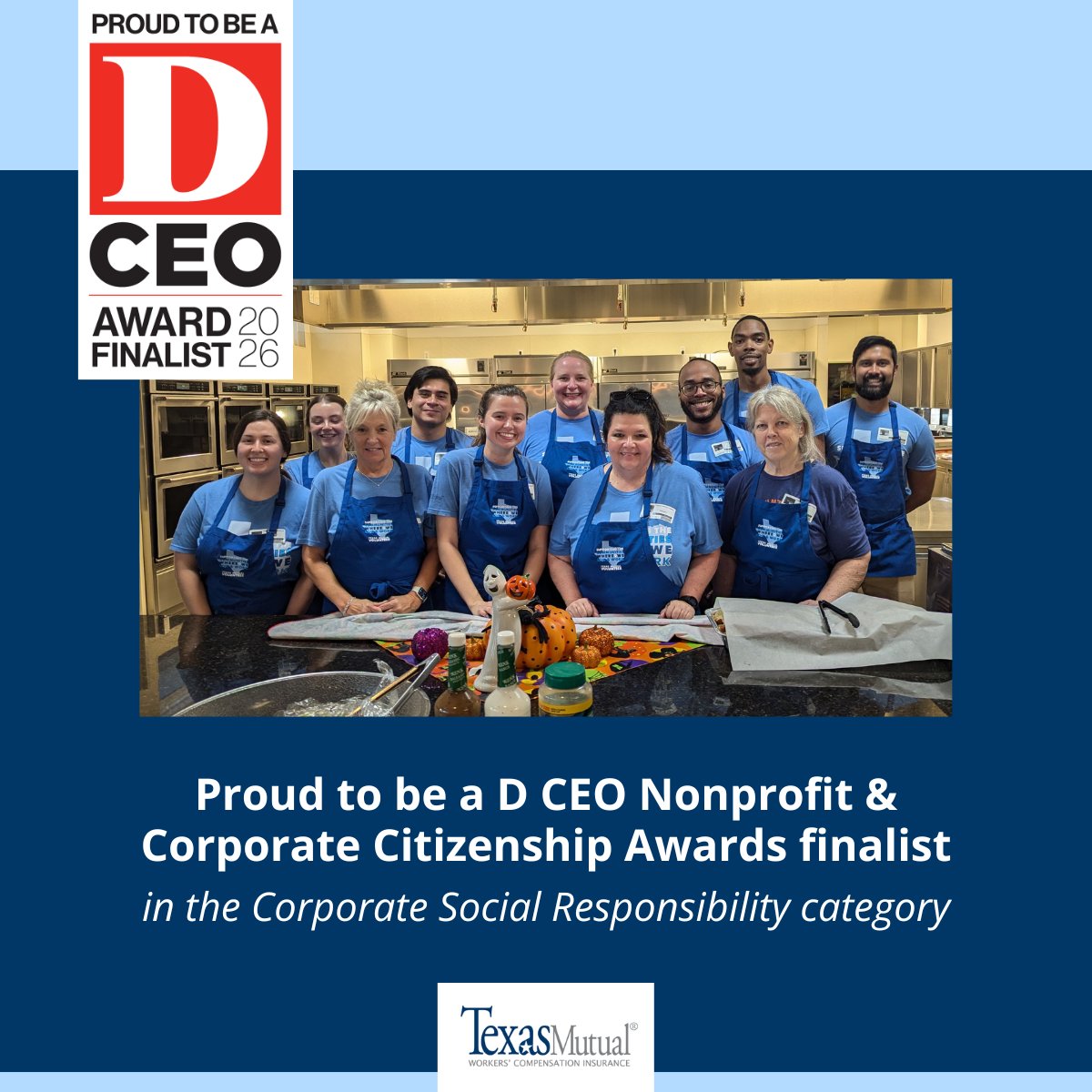 texasmutual's tweet photo. We’re honored to be a finalist for D CEO’s 2025 Nonprofit &amp; Corporate Citizenship Awards for Corporate Social Responsibility. This award recognizes orgs that strengthen North TX communities through philanthropy, volunteerism &amp; social impact. Learn more: https://t.co/zb1LNankXU https://t.co/p4ihB7YBKh