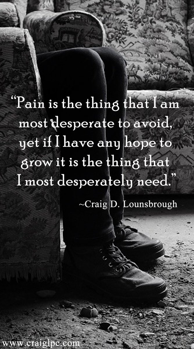 CLounsbrough's tweet photo. "Pain is the fire that steels the soul to better fight life’s battles and more deeply appreciate its beauty because of the battles.  But maybe one of the greatest battles is being willing to live the beauty of this reality."
- Craig D. Lounsbrough https://t.co/uSL0Fj0KsM