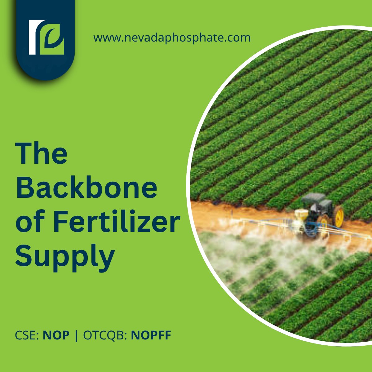 NVOrganicPhos's tweet photo. Phosphate is essential to fertilizers and global agriculture, supporting plant growth in crops and serving as a vital nutrient for all living organisms, with about 90% used in crop production.

At Nevada Organic, this demand highlights the importance of developing domestic, organic sedimentary phosphate sources to support sustainable food production. 

Learn more: https://t.co/xNly4DSPwJ

$NOP.CN $NOPFF