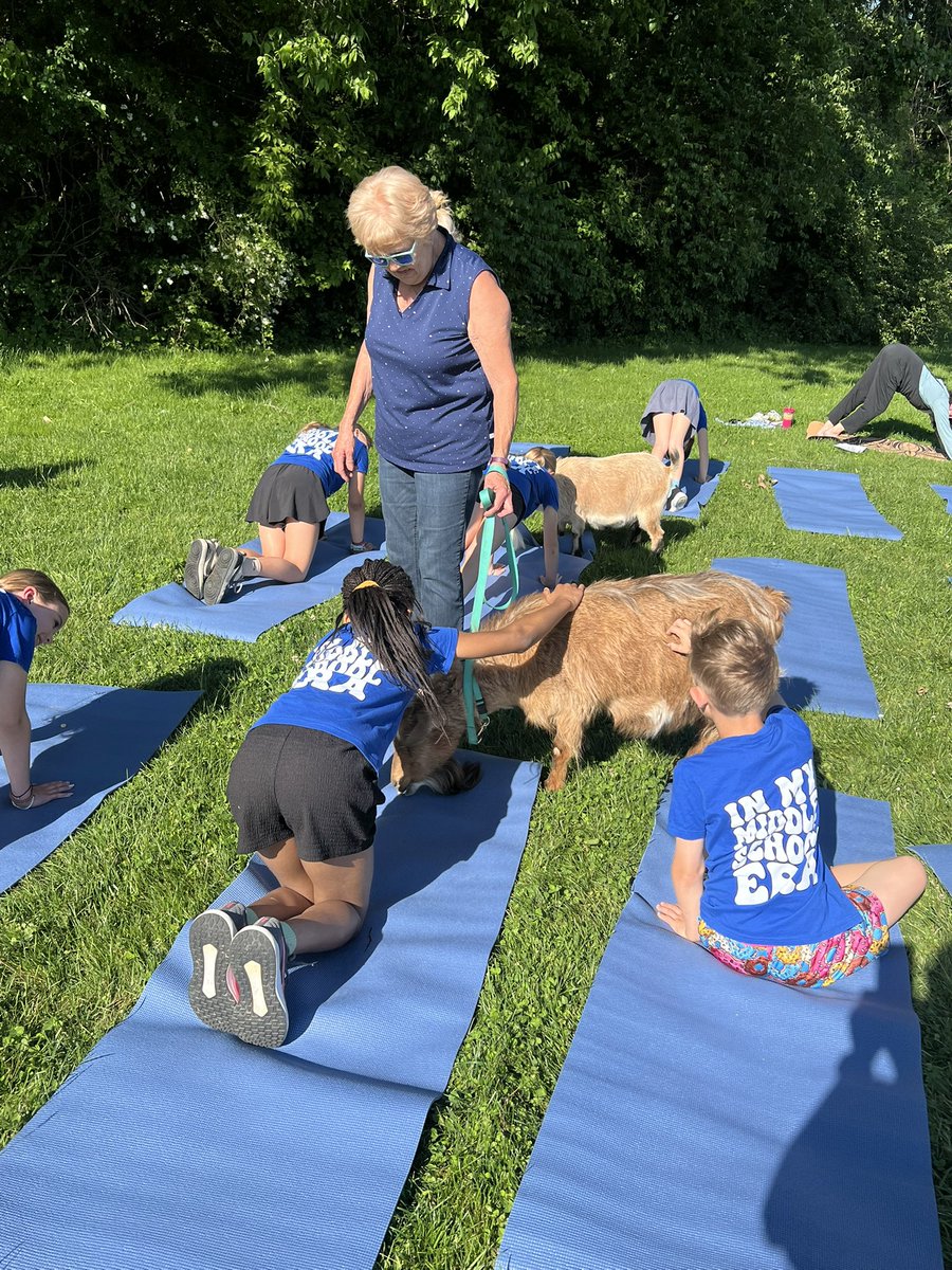 awlsmo's tweet photo. Goat 🐐 was back again!  Thank you Mrs. Harrigan, Mrs. Barnswell and the Matney family for sharing your goats 🐐!  Mrs. Birt and Miss Brandle led the yoga with goats 🐐! https://t.co/VogCEoiQCv