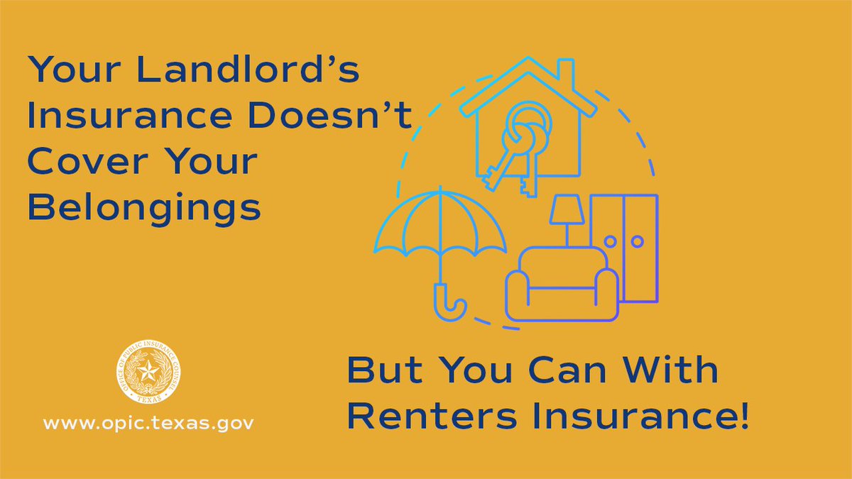 TXOPIC's tweet photo. Don’t ignore purchasing renters insurance. Your landlord is not responsible for your personal belongings, and renters insurance is typically quite inexpensive. https://t.co/KYd1i8rtFX