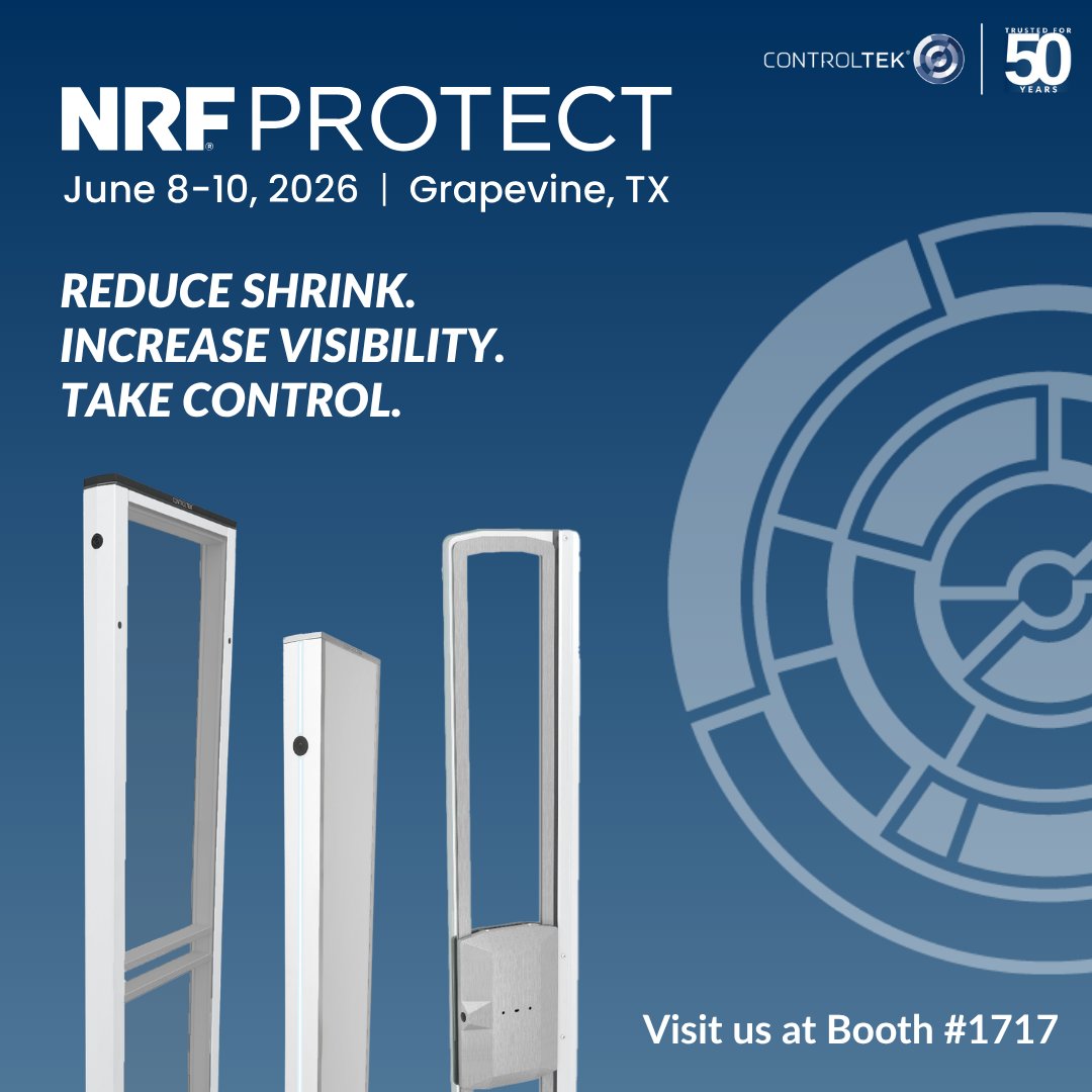 ControltekUSA's tweet photo. Visit Booth #1717 at June 8–10 to see SAM2CAM™, SAMDCAM™, and SmartPost Z™ from CONTROLTEK helping retailers reduce shrink, improve visibility, and strengthen store operations.

#RetailSecurity #RFID #LossPrevention https://t.co/Sk8zVJGPSS