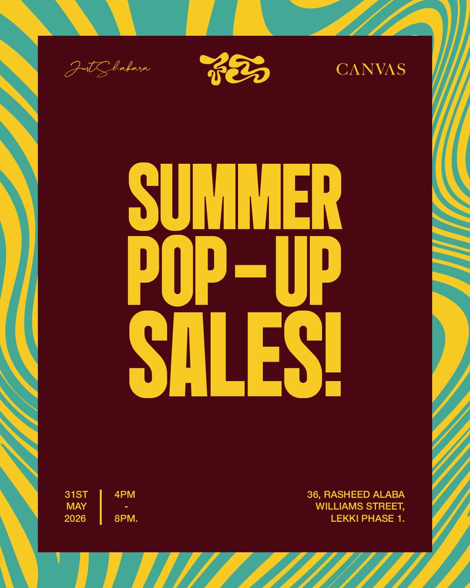 Justshakara's tweet photo. On Sunday, we’ll be having our next pop up and we are super thrilled to invite you all to come shop exclusive pieces at ridiculous prices at Canvas Concept Space. 

We promise a great shopping experience, great energy and a very fun and chilled evening. https://t.co/AqPgJsfzWA