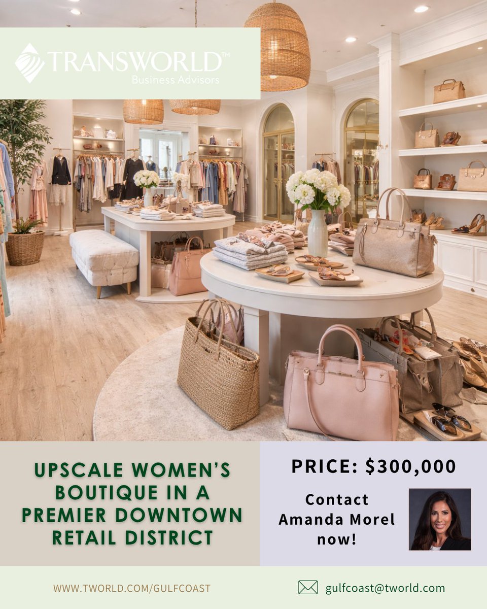 TBAMobile's tweet photo. Dreaming of owning a stylish, community-loved boutique in a thriving downtown market?

This upscale women’s retail business combines curated fashion, loyal customers, strong momentum, and flexible ownership potential — all within a turnkey operation... https://t.co/hgmG6sVZLv https://t.co/KsYmjwkQcO