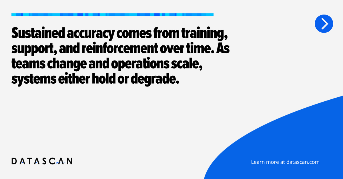 DatascanCounts's tweet photo. One good count doesn’t fix inventory.

Sustained accuracy comes from systems, training, support, and reinforcement over time. As operations scale, inventory processes either strengthen or degrade.

Accuracy is a system, not an event. https://t.co/eSkMnX2ytk