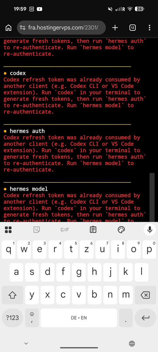 guy_hodl's tweet photo. @xyberfeed Thought I was clever and let Hostingers AI update my Hermes. Now after realizing my second installation is now lost, I cannot start anything in the update version. 

That's not how I planned my week off 😅 https://t.co/KAs0li1w05