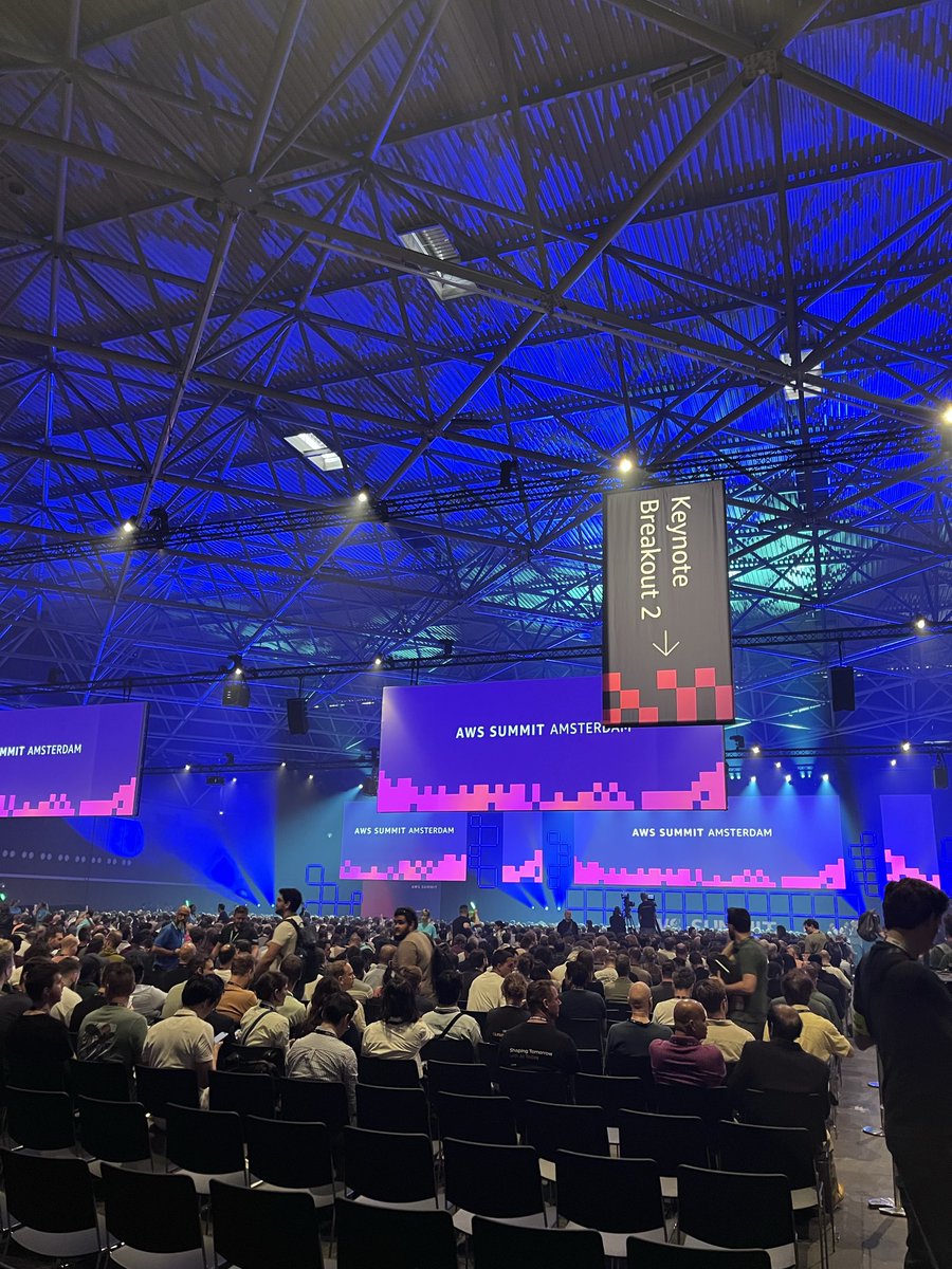 Thompaleon's tweet photo. Went to AWS Summit Amsterdam today. Met a lot of founders, sat in on some talks, got advice from AWS people. Also got invited to a few build nights during Amsterdam Tech Week next month. Great day! 🦖🚀 https://t.co/W4xiaMuooR