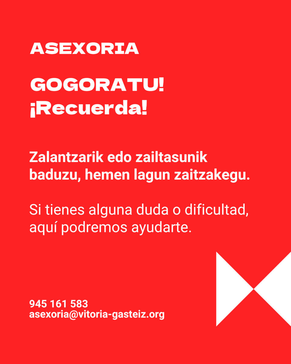 VGgaztea's tweet photo. 👉Asexoria
👍[EUS] https://t.co/VoS2rMZ8ak
👌[CAS] https://t.co/X2FucvYueM
#vitoriajoven #gasteizgaztea #gazteaholkularitzak #asesoriasjovenes #asexoria https://t.co/AqnvZIWR9B