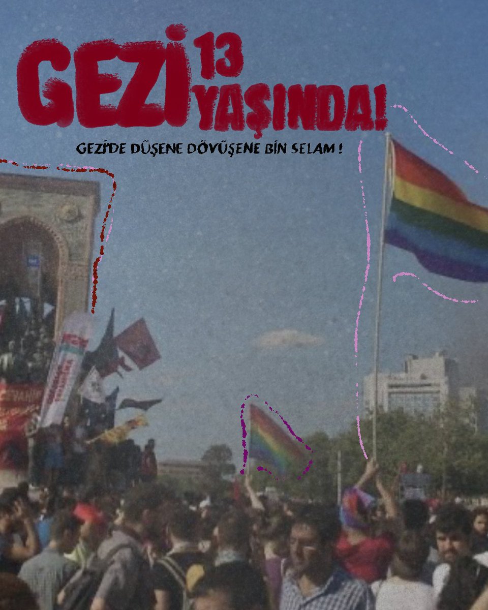 kuirbaykus's tweet photo. 13 yıl önce Gezi Ayaklanmasında LGBT Blok’la parkın her bir köşesinde yankılanan seslerimiz, bugünkü mücadelemize ışık oluyor. Uğruna savaştığımız kavgada ölümsüzleşenler bugünümüzü aydınlatıyor!

Gezi Umuttur, Gezi Onurumuzdur!🏳️‍⚧️🏳️‍🌈✌🏼 https://t.co/vuLs0VFIpG
