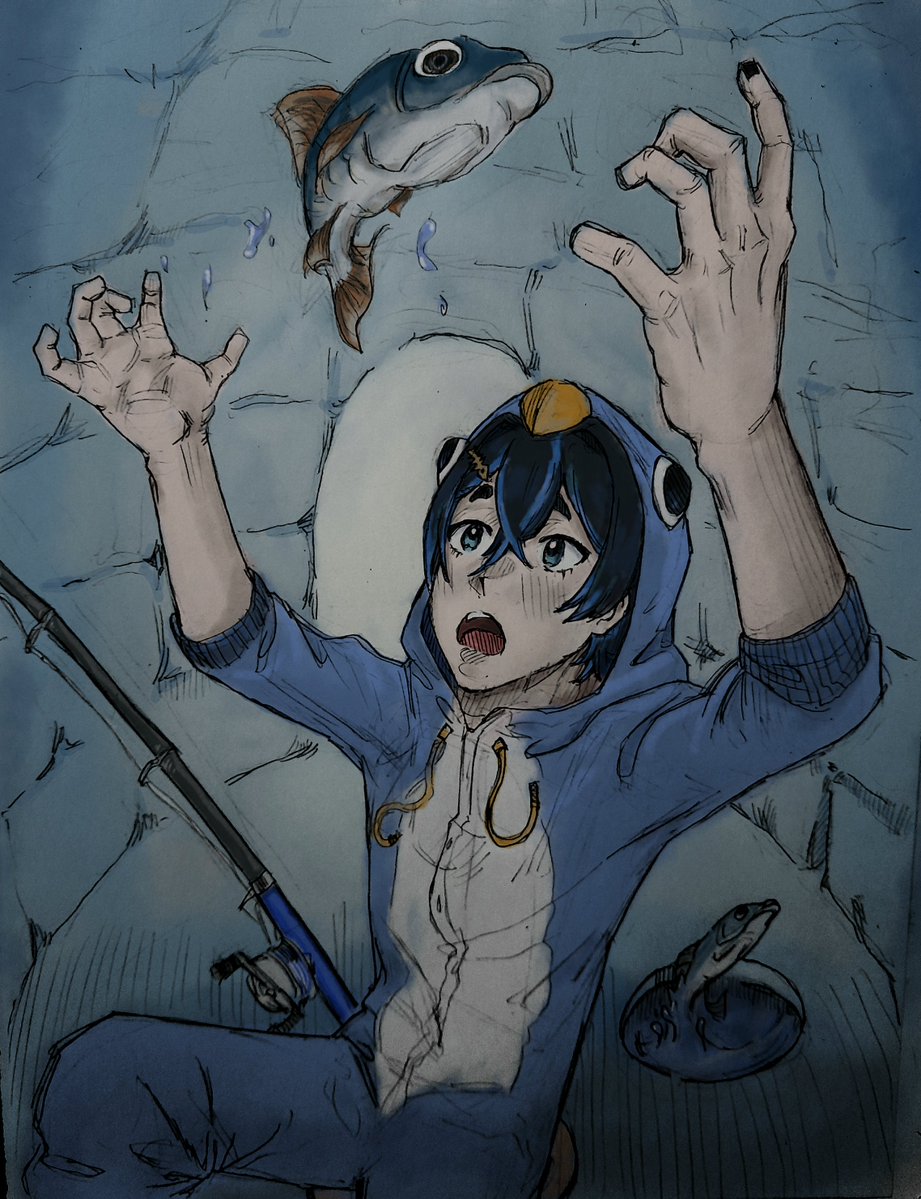 BaionVT's tweet photo. Todo pinguim que se preze tem que saber fisgar seu peixe, né? 
(Apesar de não gostar de peixe🫠)

🎨@/lihid_samael (no Insta) https://t.co/T0JhKbczz3