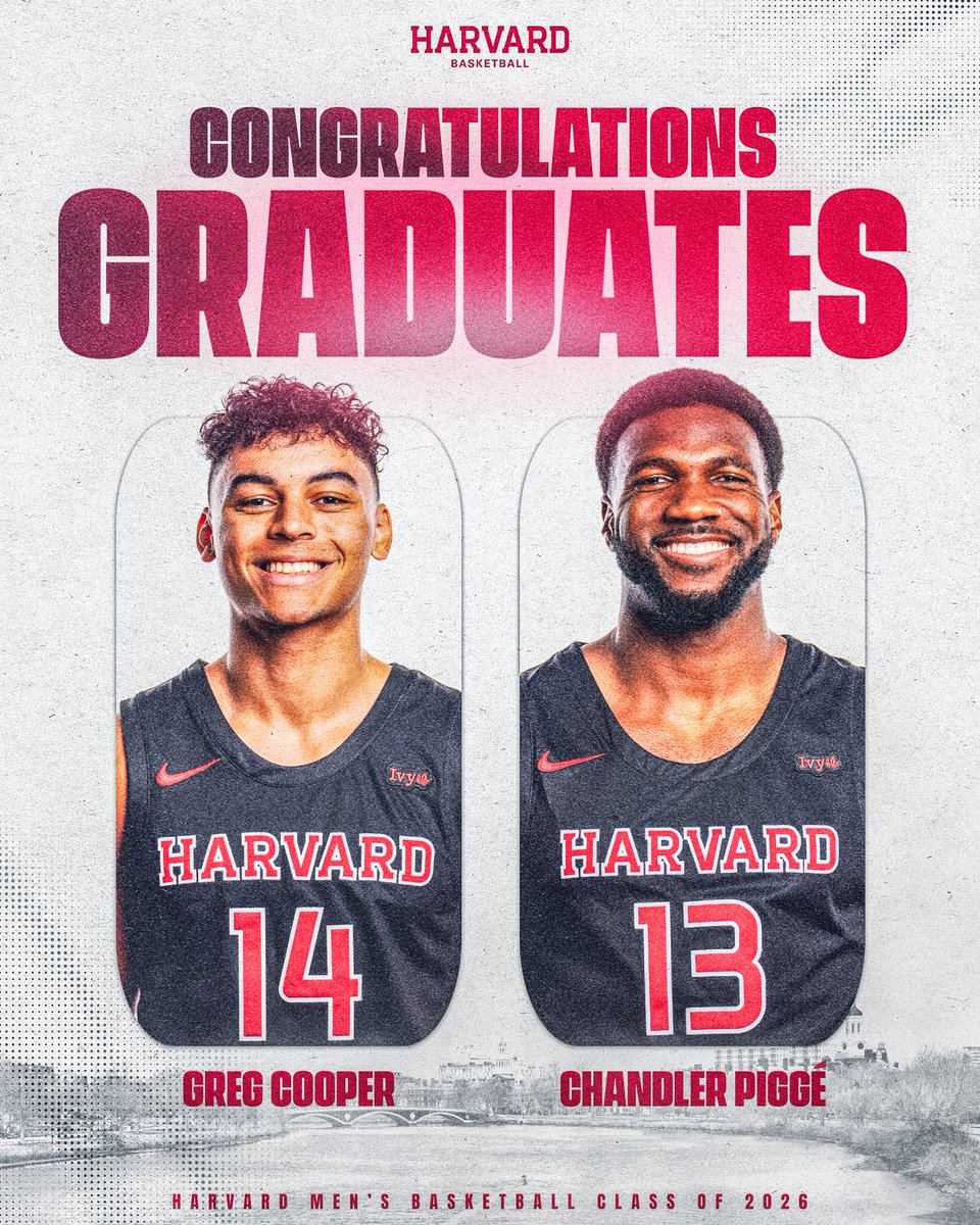 HarvardMBB's tweet photo. Huge congratulations to Greg and Chandler on graduating from Harvard today!

Thank you both for everything you’ve given to Harvard Basketball! Wishing you nothing but success in what’s next.

#GoCrimson x #OneCrimson https://t.co/t1TGIhECQf