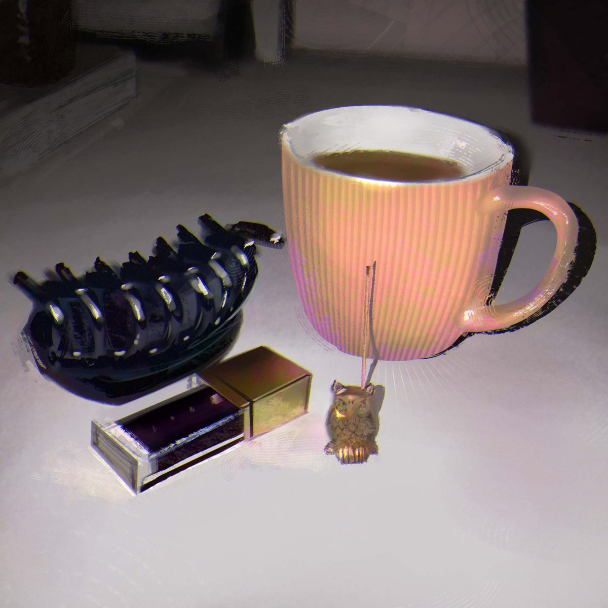 signocee's tweet photo. مطالعه از وسایل روی میز به همراه اسکچ اولیه‌‌اش☕️ https://t.co/lTpnigsqy6