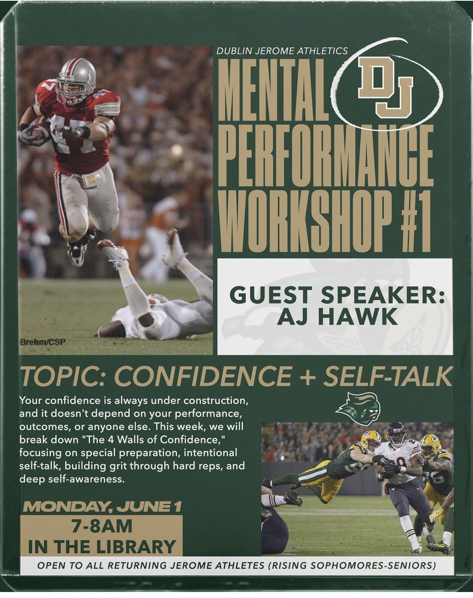 jeromeceltics's tweet photo. DJHS Mental Performance Workshop #1: Confidence &amp; Self-Talk starts on Monday morning! 

⏰ 7:00am
📍 DJHS Library. 
🏃 Open to all rising 10-12 grade DJHS Athletes
📓 Details: https://t.co/uucu9cPG0F