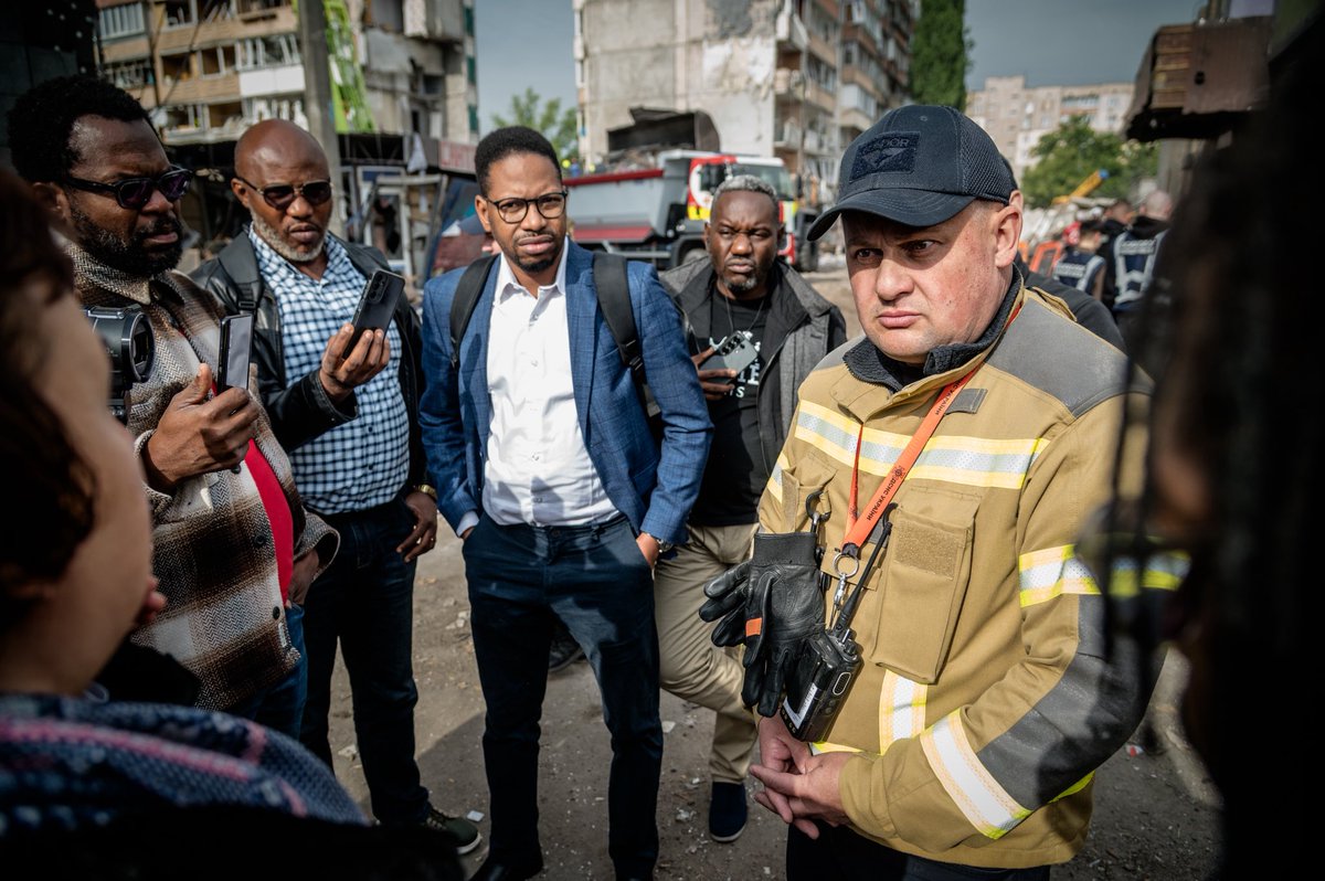 MFA_Ukraine's tweet photo. At the invitation of the Ministry of Foreign Affairs of Ukraine and in cooperation with the European External Action Service, eleven journalists from leading media outlets in Benin 🇧🇯, Cameroon 🇨🇲, Côte d’Ivoire 🇨🇮, the Democratic Republic of the Congo 🇨🇩, Mauritania 🇲🇷, Senegal ����🇳 and Togo 🇹🇬 visited Ukraine and Moldova as part of a press tour from May 11 to 16, 2026.

This was the ninth such press tour organised as part of the MFA of Ukraine’s systematic engagement with media from Africa and Latin America under the communication strategies “Ukraine – African Countries” and “Ukraine – Latin America and the Caribbean”.

The press tour aimed to provide African audiences with first-hand and fact-based reporting on developments in Ukraine, while also strengthening cooperation between African journalists and Ukrainian governmental, expert and civil society stakeholders in countering disinformation.

On the night of May 14, the journalists witnessed a massive Russian attack on Kyiv that killed 24 people and injured another 48. They visited the site of the strike and spoke with the Head of the State Emergency Service of Ukraine, Andrii Danyk.

During the programme in Ukraine, participants discussed the global consequences of Russia’s aggression, food security, humanitarian demining, and the impact of the war on Ukraine’s economy and society. Particular attention was devoted to Russian disinformation and foreign interference, Russia’s recruitment of African citizens for the war against Ukraine, human rights violations and war crimes committed in the temporarily occupied territories of Ukraine.

The programme also included meetings focused on Ukraine’s cultural resilience, the history and temporary occupation of Crimea, rehabilitation and recovery initiatives, and the work of Ukrainian media under wartime conditions.

In Chișinău, Moldova, the journalists took part in a programme organised by the Centre for Strategic Communication and Countering Disinformation focused on the impact of Russian hybrid threats, disinformation and foreign interference.

The media visit to Ukraine was organised within the EU–Ukraine Strategic Communications Capacity Building Initiative.