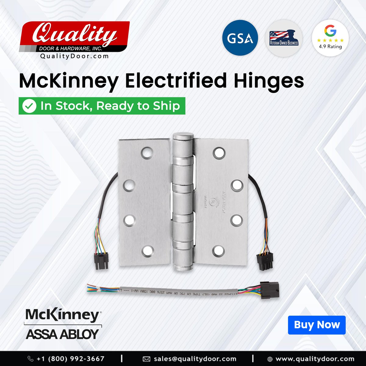Quality_Door's tweet photo. At https://t.co/eRrAqMZJvH, we stock a large selection of McKinney Electrified Hinges. These electrified hinges are in stock and ready to ship same day to keep your projects on track! Shop now or request a quote for bulk volume discounts.

Order Now: https://t.co/mSP44hVh9I https://t.co/6kN85xPYFx