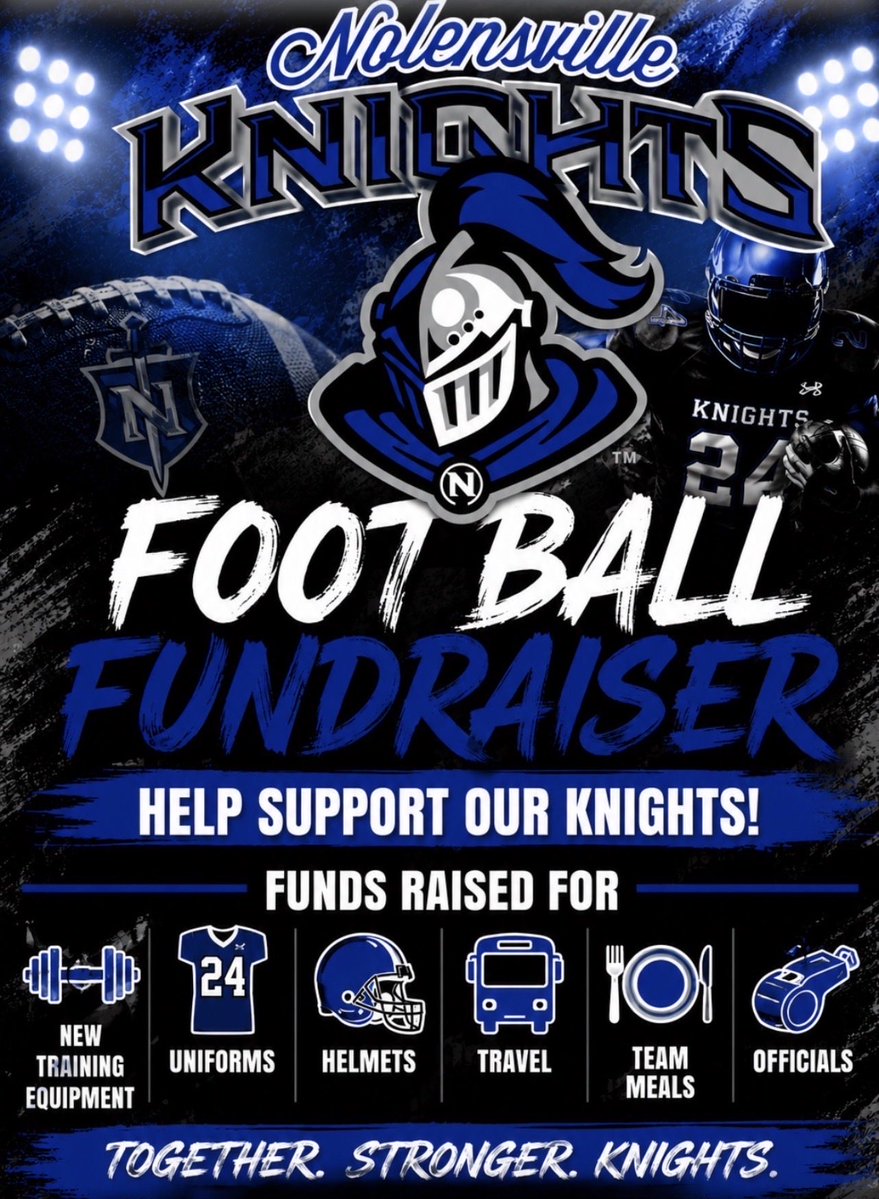 wcsNHSFootball's tweet photo. Nolensville Football is raising funds for the 2026-2027 football season! 

Please consider supporting to our program!

https://t.co/vO2Uhnb3I6

Thank you for considering! 

#Community #uKnighted https://t.co/OOchc35qT5