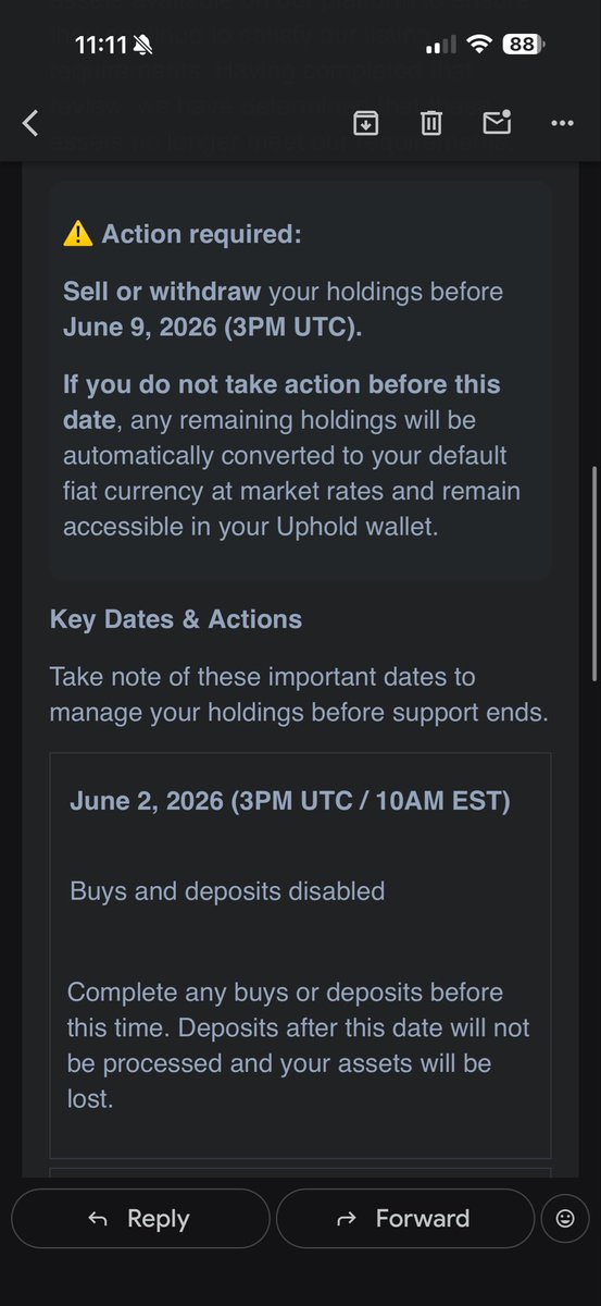 GPtheDirector's tweet photo. @Dagnum_PI @Conste11ation Just when I thought DAG couldn’t get any worse? Uphold is forcing me to sell it and take a MASSIVE 75% loss? Are you kidding me? How is this legal? WTF!! https://t.co/CoFGiDvA3I
