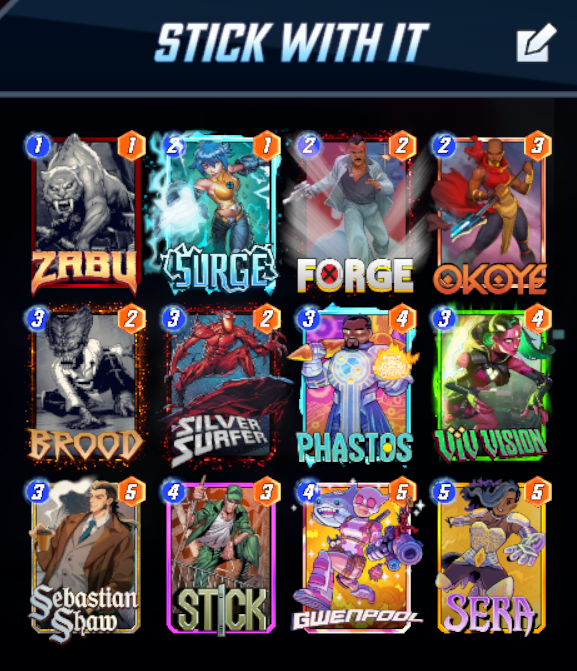 NevrGivup101's tweet photo. STICK DECK IS INASNE AGAINST MEAT #MARVELSNAP #MARVELSNAPDECK https://t.co/jGtnLj8JqY