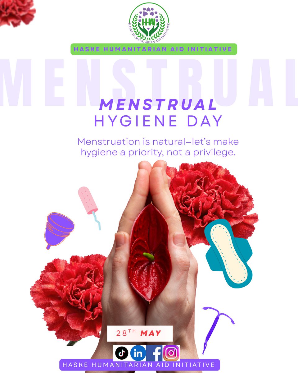 haske_aid's tweet photo. Today, 28th May,  World Menstrual Hygiene Day. 🌸
Hygiene is not a privilege. It's a right.

HHAI stands with every girl and woman in Northeast Nigeria and beyond. 💜

#MHDay2026 #MenstrualHygiene #BreakTheStigma #WASH https://t.co/i9PgNoP8XL