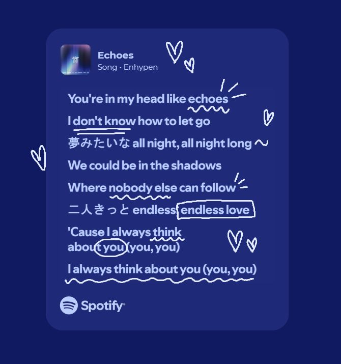 caththeengene's tweet photo. tag postuuuu

bu sarki benden heeseung askima gelsin 💙🫂 cunku "I always think about you"

#FATE_BROUGHT_7_TOGETHER
#THE_FUTURE_IS_SEVEN https://t.co/HSvCvDxPCC