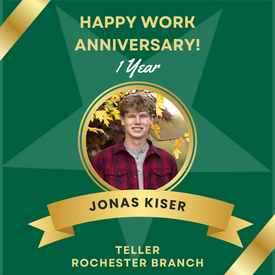 ffbanking's tweet photo. 1 year as a valued member of the First Federal family!
Congratulations on your Work Anniversary, Jonas! https://t.co/JQjH0Lsm1E