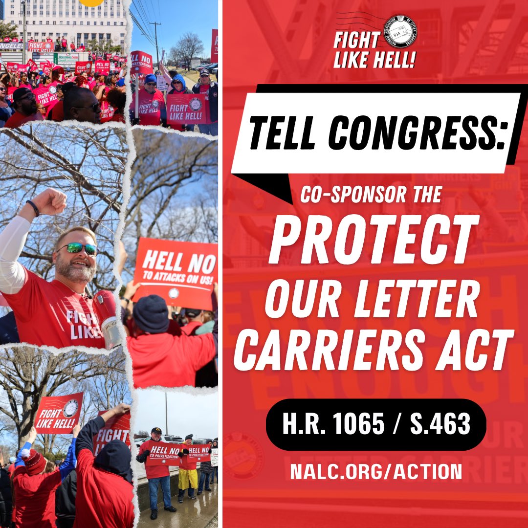 NALC_National's tweet photo. 🚨 The Protect Our Letter Carriers Act is just seven co-sponsors away from the 218 needed to help bring the bill to the House floor. This important legislation would help keep letter carriers safe from violent crime while we serve communities across the country. Ask your member of Congress to sign on as a co-sponsor today: https://t.co/aCz2wGIH7f