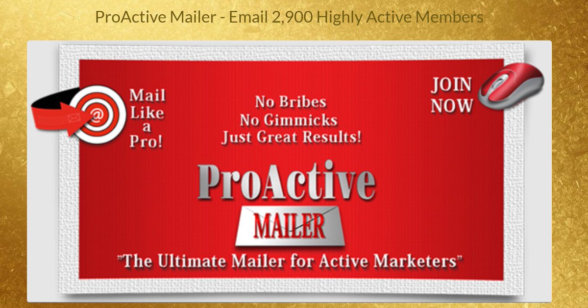 JonArauzo's tweet photo. At Proactive Mailer you'll get your link in front of 2,900 highly active members and a higher percentage will click your link and sign up for what you promote compared to social media. Join today! ๐จ
โก๏ธ https://t.co/mJ7YSSIMgn
#email #mailer #emailadvertising #emailmarketing https://t.co/TuPQYTQYaO