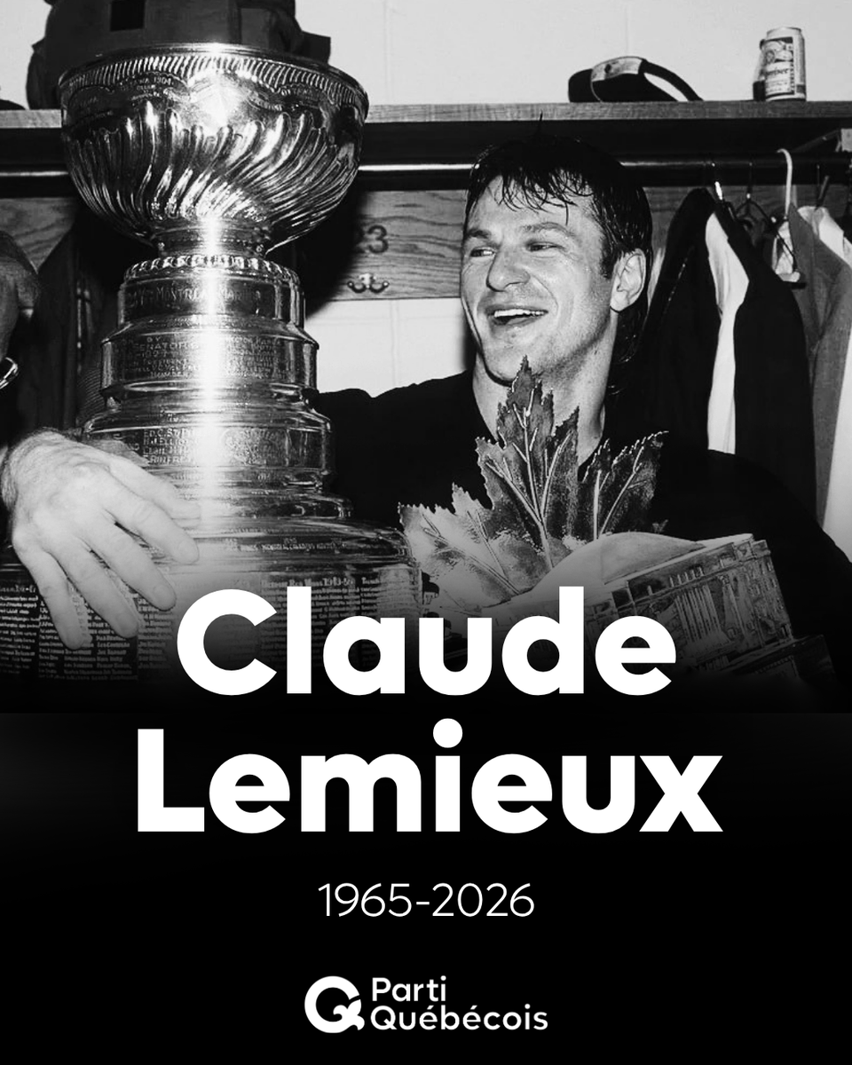 partiquebecois's tweet photo. L'immense Claude Lemieux s'est éteint.

Son talent aura mené le Canadien à remporter la Coupe Stanley en 1986 et aura inspiré tant de jeunes joueurs et joueuses.

Merci pour tout, Monsieur Lemieux. https://t.co/TJtCmMoRBa