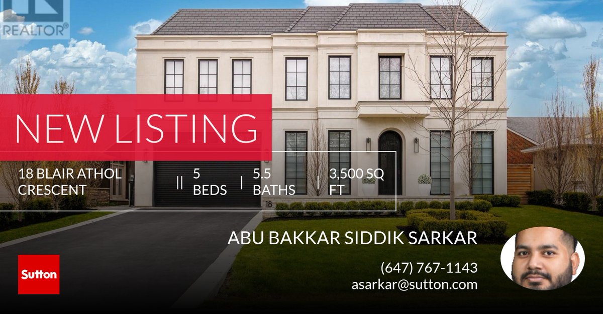 RealtorSarkar's tweet photo. 📍 New Listing 📍 Take a look at this fantastic new property that just hit the market located at 18 Blair Athol Crescent in Toronto (princess-rosethorn). Reach out here or at (647) 767-1143 for more information!

Listed by Andrew L... https://t.co/Gc61QIU9pm https://t.co/OpRinvImAo