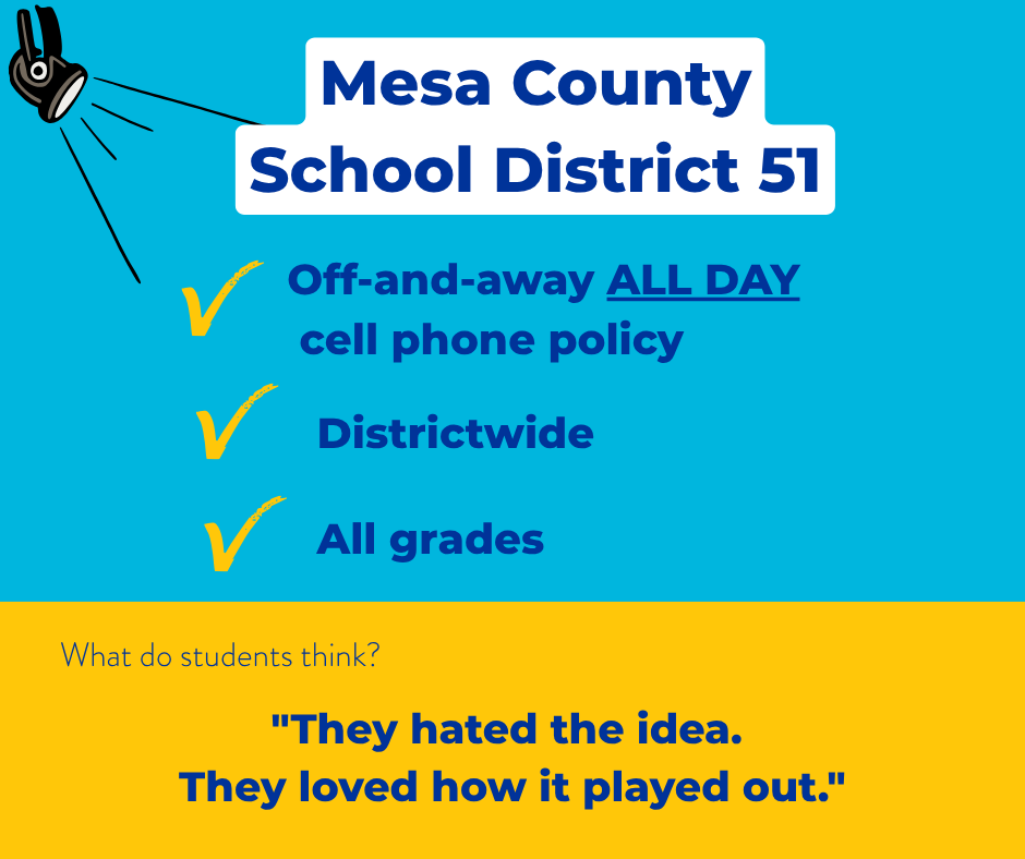 ColoradoStand's tweet photo. Mesa District 51 school board unanimously voted to put phones off and away during school hours. Initially met with resistance, students are now thriving, focusing more in class and engaging w/ peers. Read more Grand Junction Sentinel's editorial: https://t.co/FXVjzUZXtc #edcolo https://t.co/WToUZWEGcg